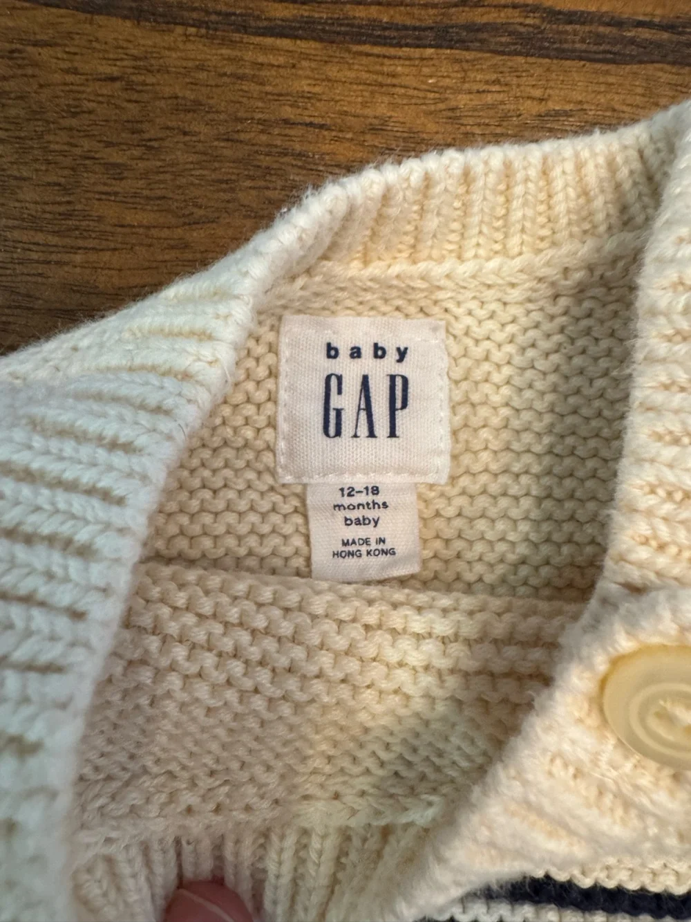 GAP Navy and Cream Striped Knit Sweater